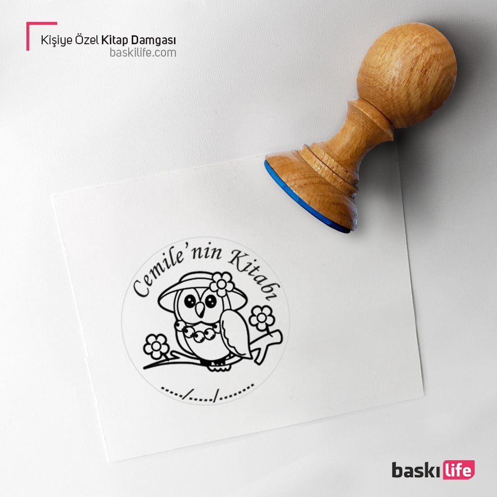 Sosyete Baykuş Kişiye Özel Kitap Kaşesi, Kitap Damgası, Kitap Mührü 1