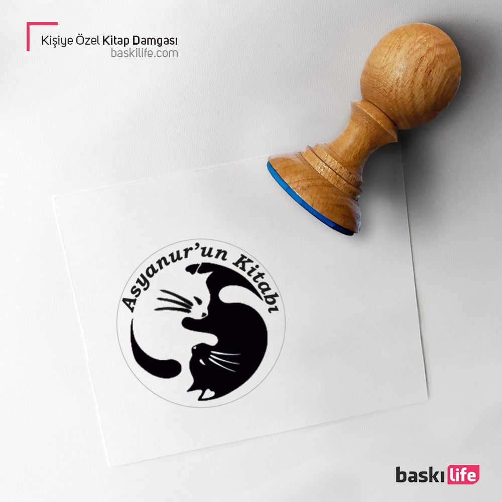 Kediler Kişiye Özel Kitap Kaşesi, Kitap Damgası, Kitap Mührü