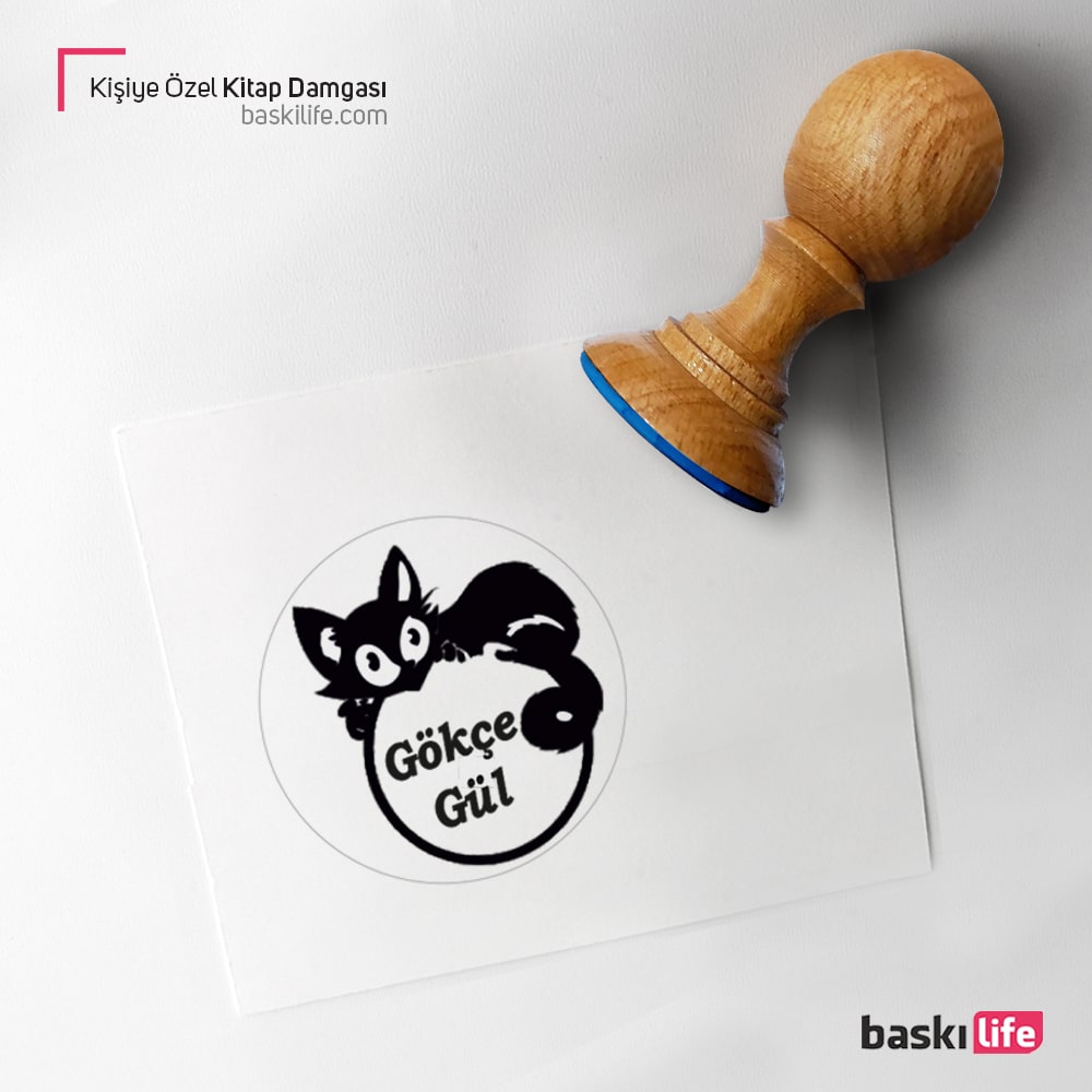 Kedi Tüyü Kişiye Özel Kitap Kaşesi, Kitap Damgası, Kitap Mührü