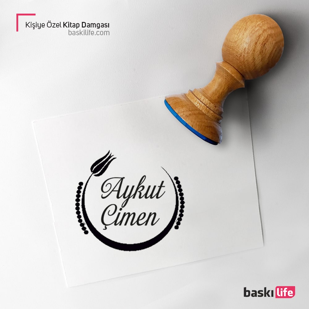 Kişiye Özel Lale Çerçeve Kitap Kaşesi, Kitap Damgası, Kitap Mührü   Kişiye Özel Lale Çerçeve Kitap Kaşesi, Kitap Damgası, Kitap Mührü