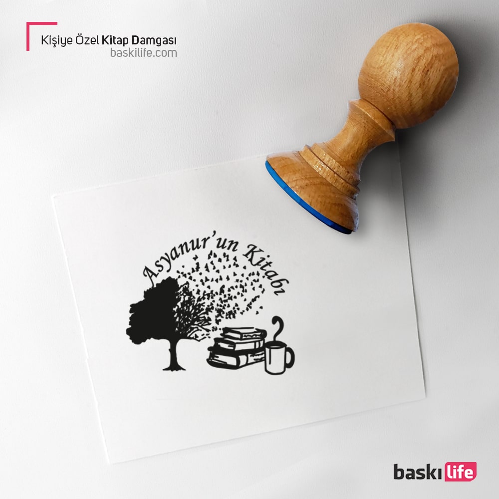Kişiye Kahve Ağaç Kitap Kaşesi, Kitap Damgası, Kitap Mührü   Kişiye Kahve Ağaç Kitap Kaşesi, Kitap Damgası, Kitap Mührü