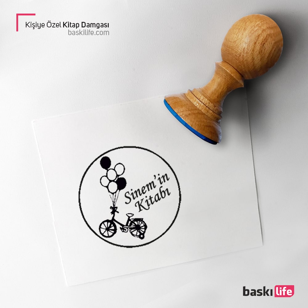 Balon Bisiklet Kitap Kaşesi, Kitap Damgası, Kitap Mührü Balon Bisiklet Kitap Kaşesi, Kitap Damgası, Kitap Mührü