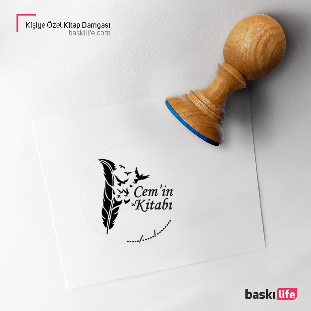 Kuş Tüyü Kuşlar Kitap Kaşesi, Kitap Damgası, Kitap Mührü