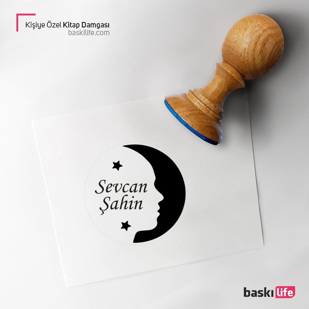 Ay İnsan Silüet Mühür Kitap Kaşesi, Kitap Damgası, Kitap Mührü