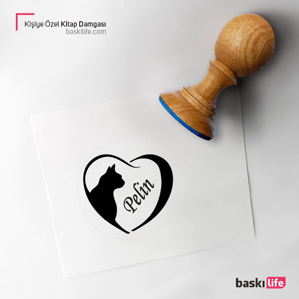 Kalp Kedi Mühür Kitap Kaşesi, Kitap Damgası, Kitap Mührü Kalp Kedi Mühür Kitap Kaşesi, Kitap Damgası, Kitap Mührü