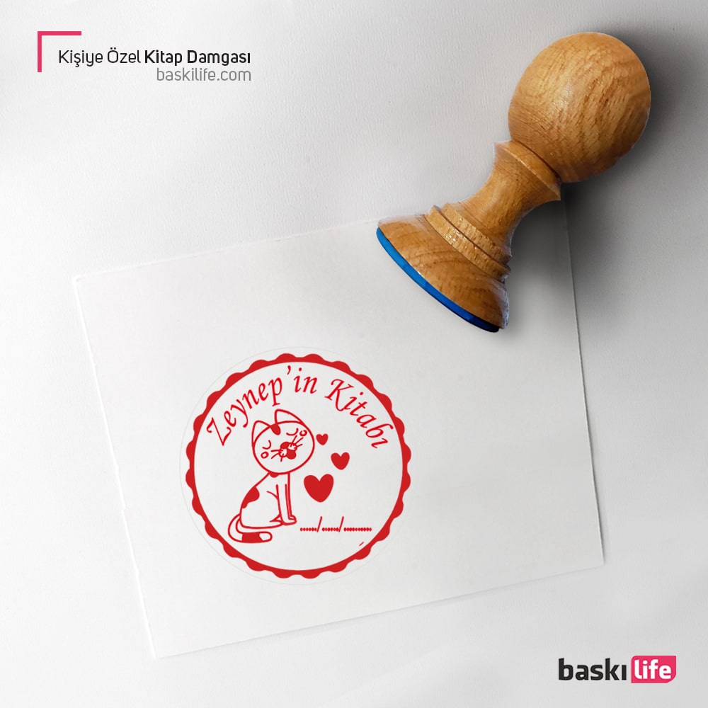 Kalp Kedi Çerçeveli Mühür Kitap Kaşesi, Kitap Damgası, Kitap Mührü Kalp Kedi Çerçeveli Mühür Kitap Kaşesi, Kitap Damgası, Kitap Mührü