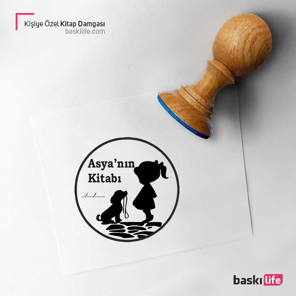  Yavru Köpek Kız Çocuğu Kişiye Özel Kitap Kaşesi, Kitap Damgası, Kitap Mührü 43